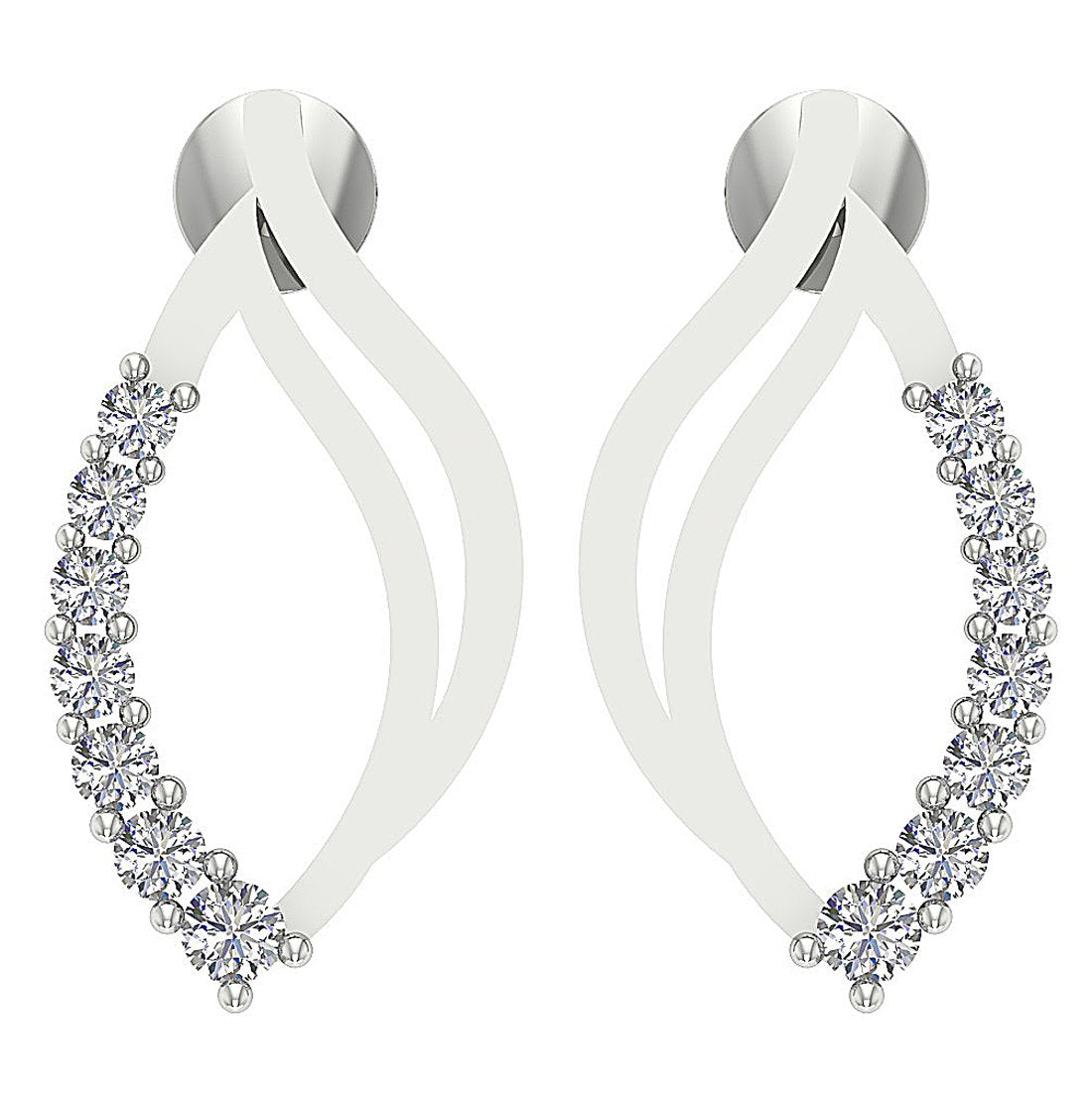 18k/14k Rose Gold Fashion Wedding Earrings Genuine Diamond SI1/I1 G 0.30 Ct Prong Set