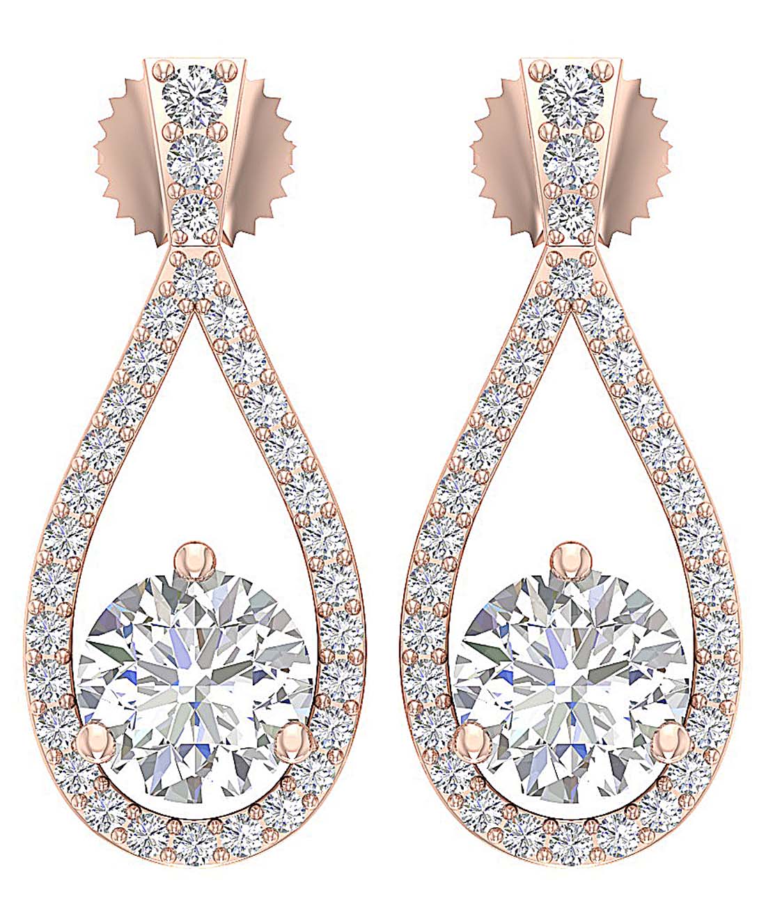 Dangle Engagement Earring Natural Diamond SI1/I1 G 1.65 Ct 18k/14k Solid Gold Prong Set