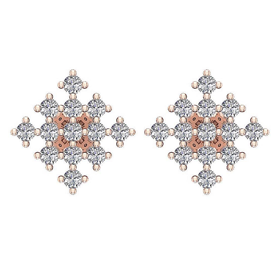 18k/14k Rose Gold Solitaire Studs Anniversary Earring Round Diamond SI1/I1 G 0.50 Ct Prong Set