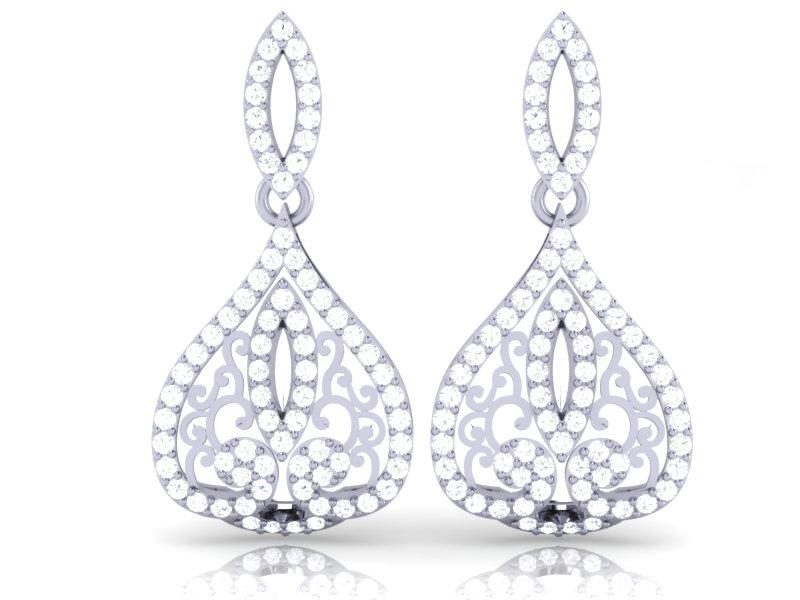 Chandelier Anniversary Earrings Round Diamond SI1/I1 G 2.50 Ct 18k/14k Solid Gold Prong Set