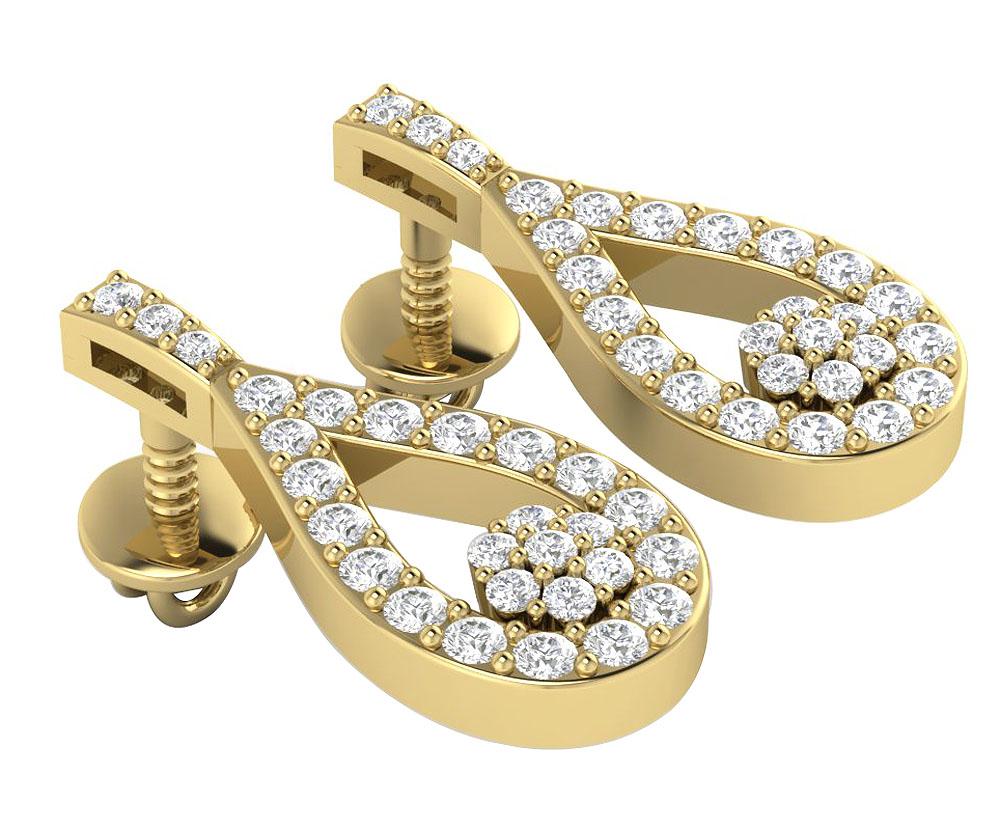 Round Diamond Chandelier Anniversary Earrings VVS1/VS1/SI1/I1 0.50 Ct 18k/14k White Gold Prong Set
