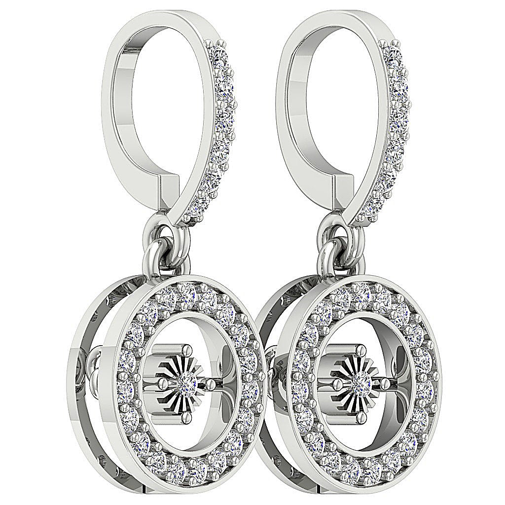 18k/14k Rose Gold Dangle Anniversary Earrings Round Diamond VVS1/VS1/SI1/I1 G 1.00 Ct Prong Bezel Set