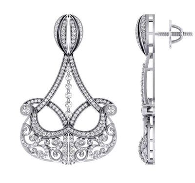 Chandelier Wedding Earring Genuine Diamond SI1/I1 G 4.00 Ct 18k/14k Solid Gold Prong Bezel Set