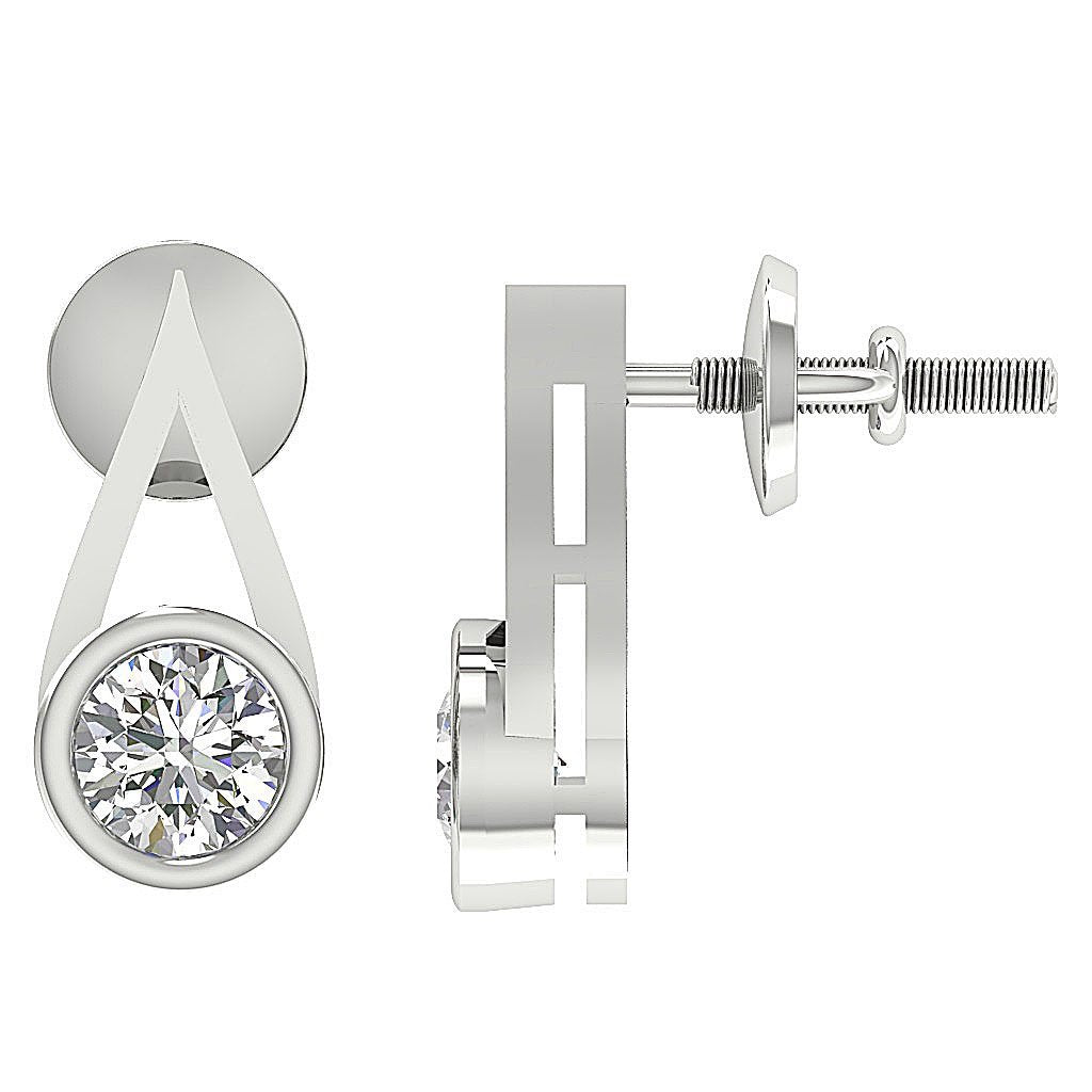 SI1/I1 G 0.50 Ct Fashion Anniversary Earrings Round Diamond 18k/14k Yellow Gold Bezel Set