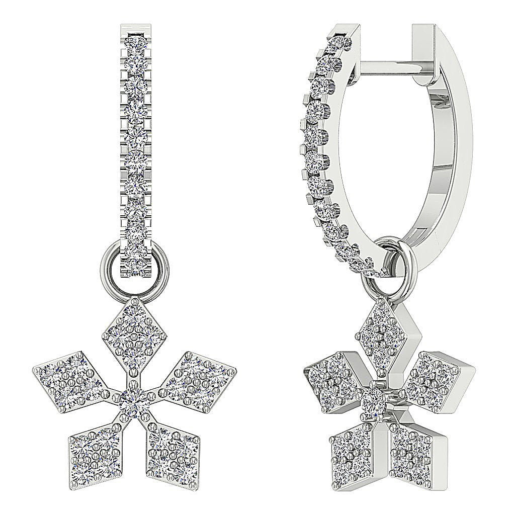 VVS1/VS1/SI1/I1 0.80 Ct Dangle Anniversary Earrings Round Diamond 18k/14k Yellow Gold Prong Set