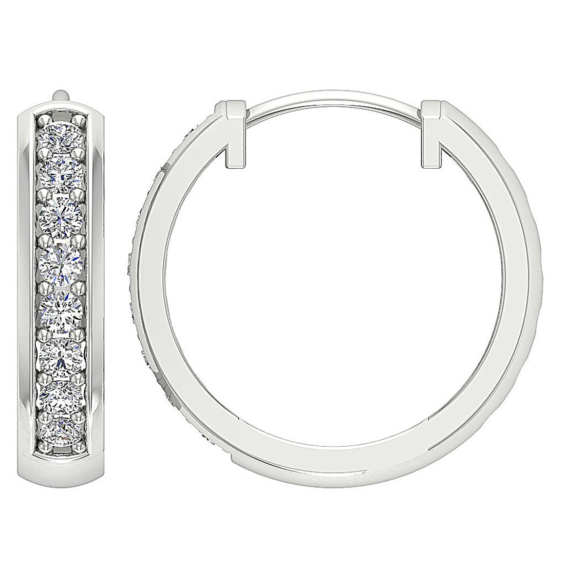 SI1/I1 G 0.30 Ct Inside Outside Hoop Engagement Earrings Natural Diamond 18k/14k Yellow Gold Prong Set
