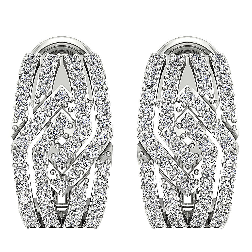 VVS1/VS1/SI1/I1 1.50 Ct Large Hoop Anniversary Earrings Round Diamond 18k/14k White Yellow Rose Gold Prong Set