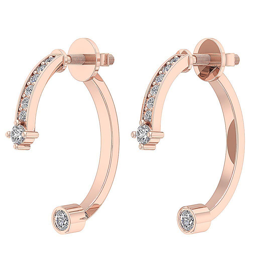 Natural Diamond Fashion Engagement Earrings SI1/I1 G 0.30 Ct 18k/14k White Gold Prong Bezel Set