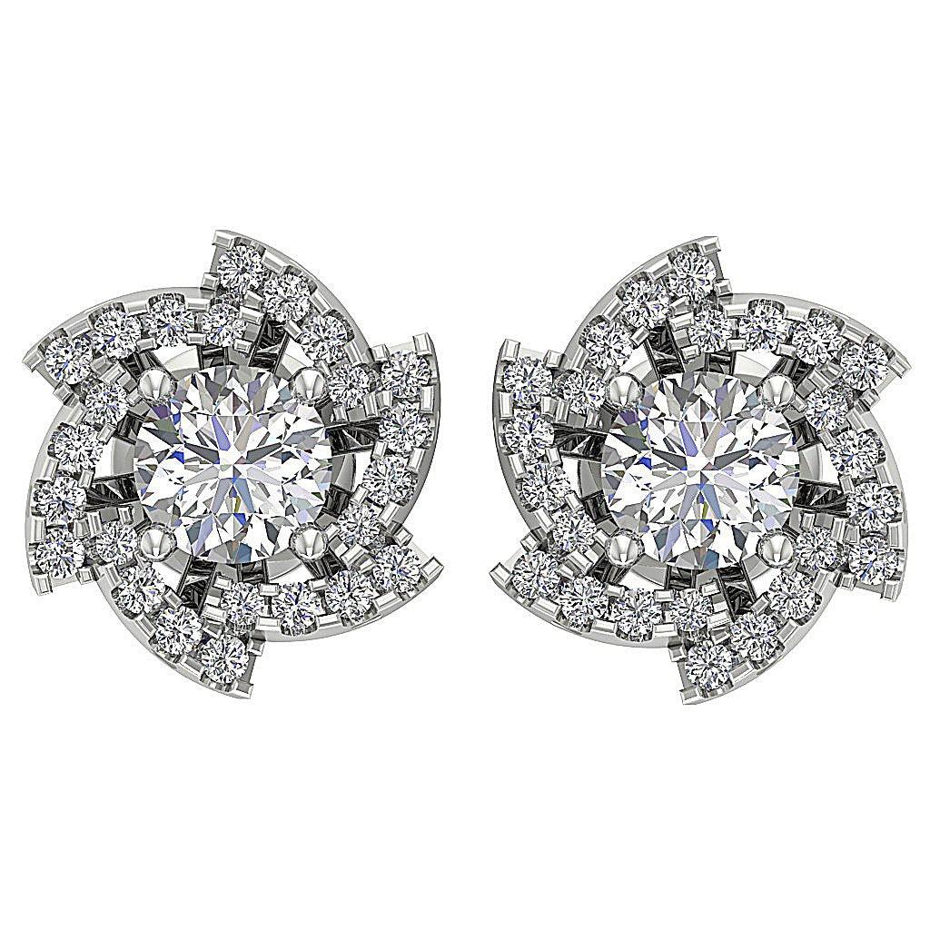 18k/14k Rose Gold Solitaire Studs Anniversary Earring Round Diamond SI1/I1 G 0.75 Ct Prong Set