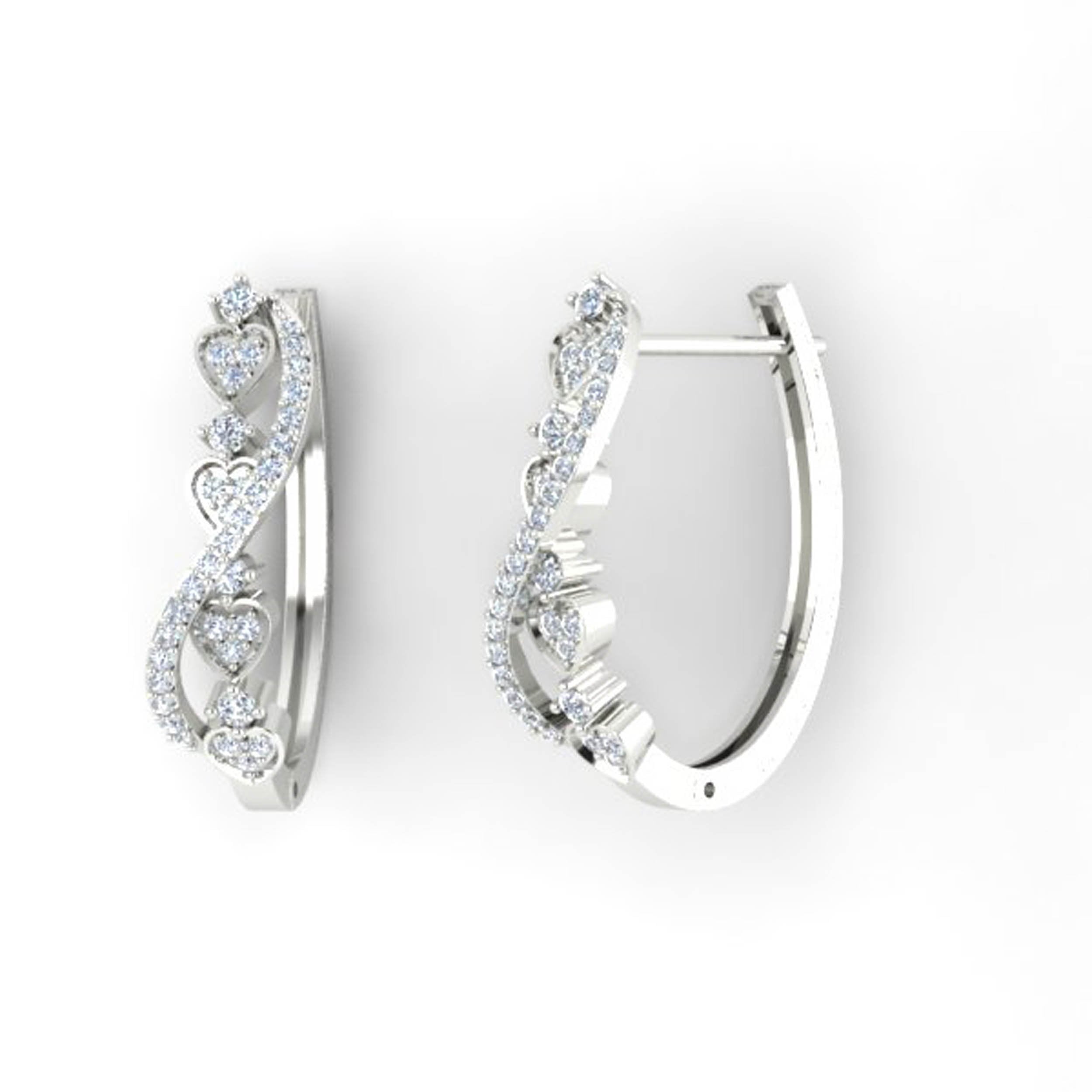 Prong Set Medium Hoops Wedding Earrings Genuine Diamond SI1/I1 G 0.70 Ct 18k/14k White Yellow Rose Gold