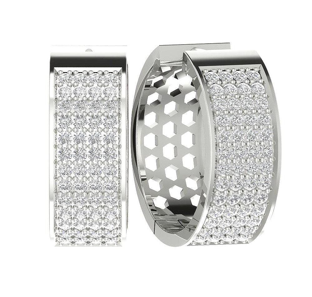 Natural Diamond Large Hoop Engagement Earrings VVS1/VS1/SI1/I1 1.25 Ct 18k/14k White Gold Prong Set