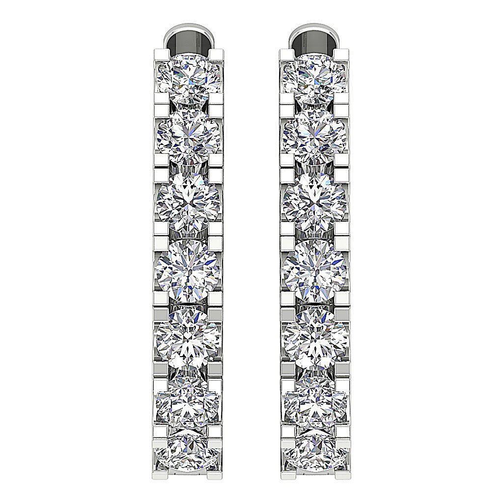 Natural Diamond Large Hoop Engagement Earrings SI1/I1 G 1.00 Ct 18k/14k Rose Gold Prong Set