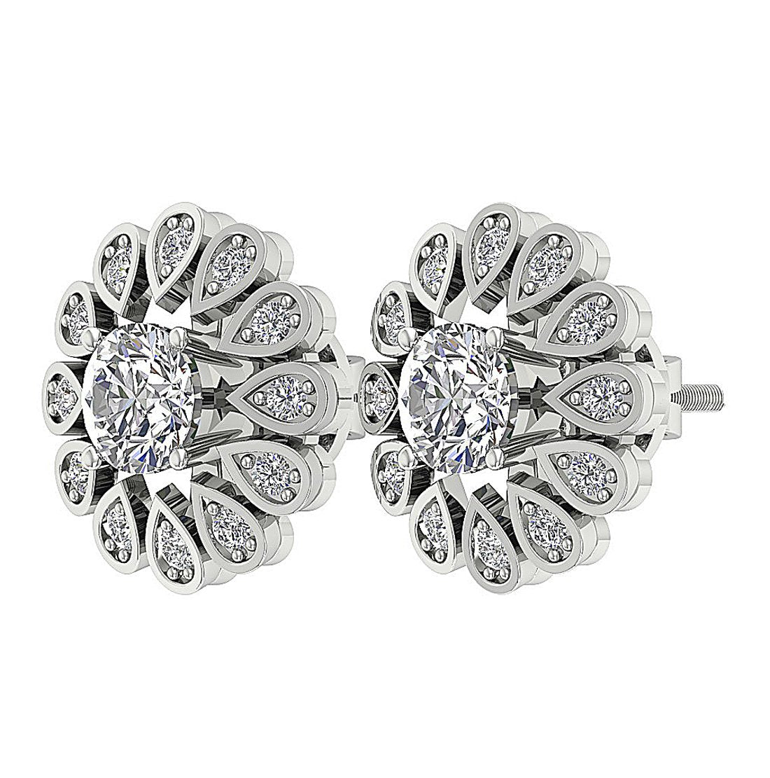 I1 G 2.10 Ct Natural Diamond 14k Solid Gold Removable Jacket Studs Earrings Set