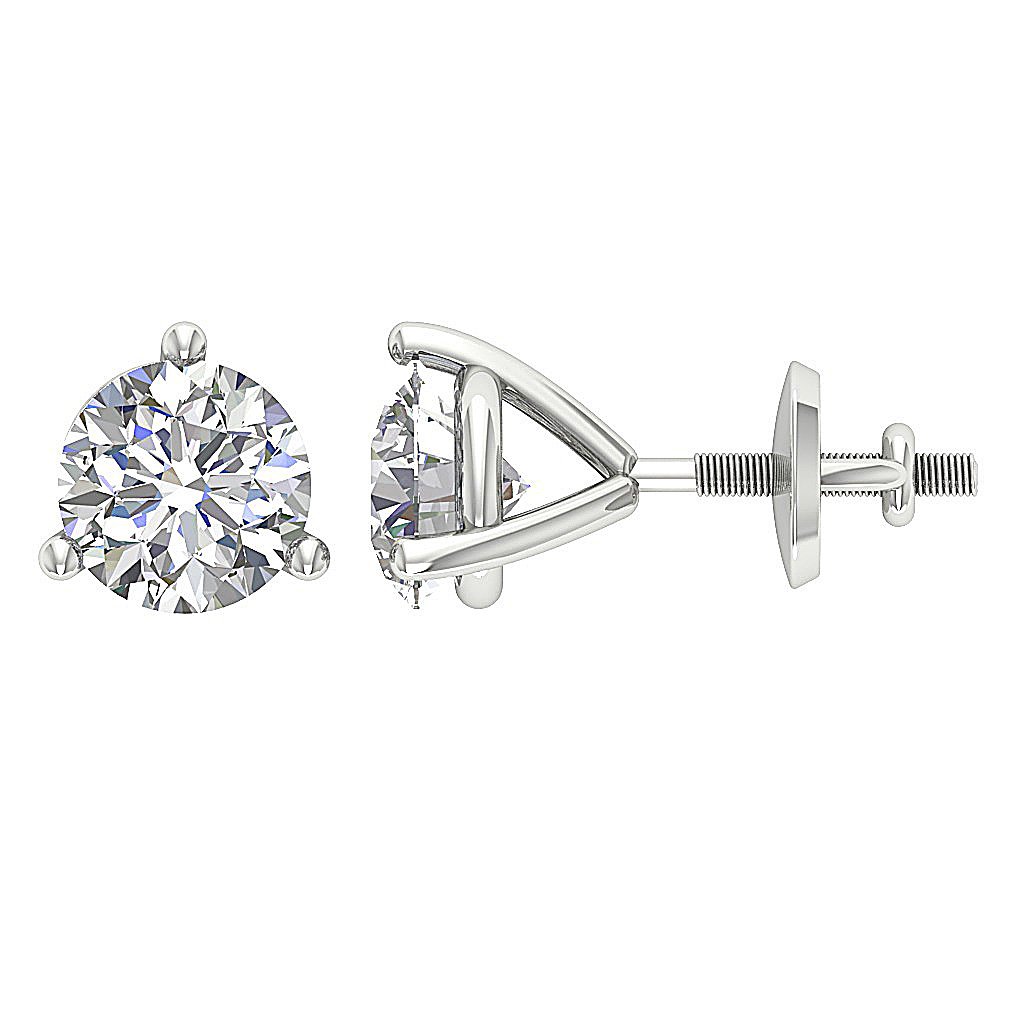 Solitaire Studs Earrings SI1 G 1.20 Ct Natural Diamond 14k / 18k Solid Gold