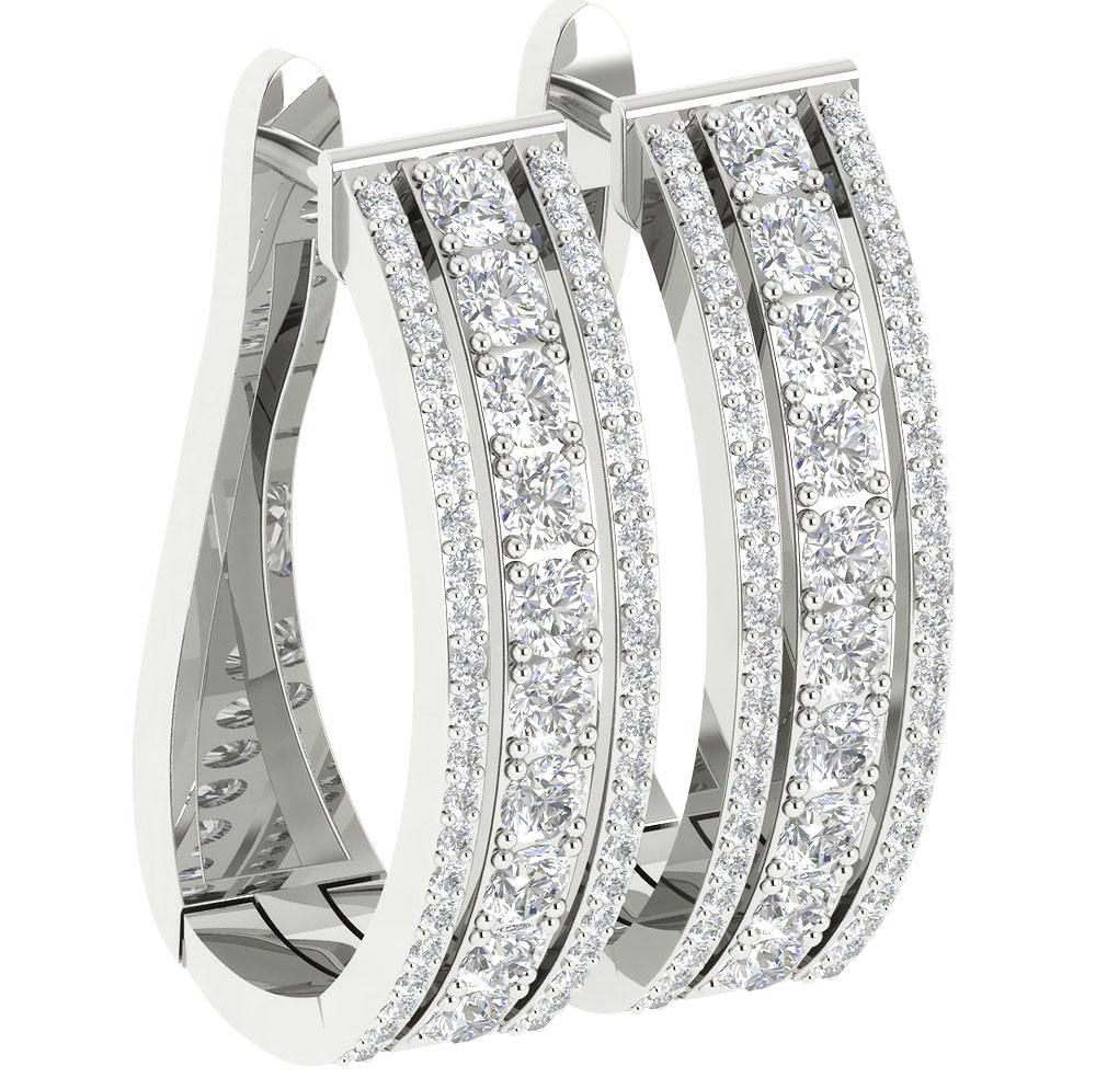 Large Hoops Engagement Earrings Natural Diamond VS1/SI1/I1 2.20Ct 18k/14k Solid Gold Prong Set