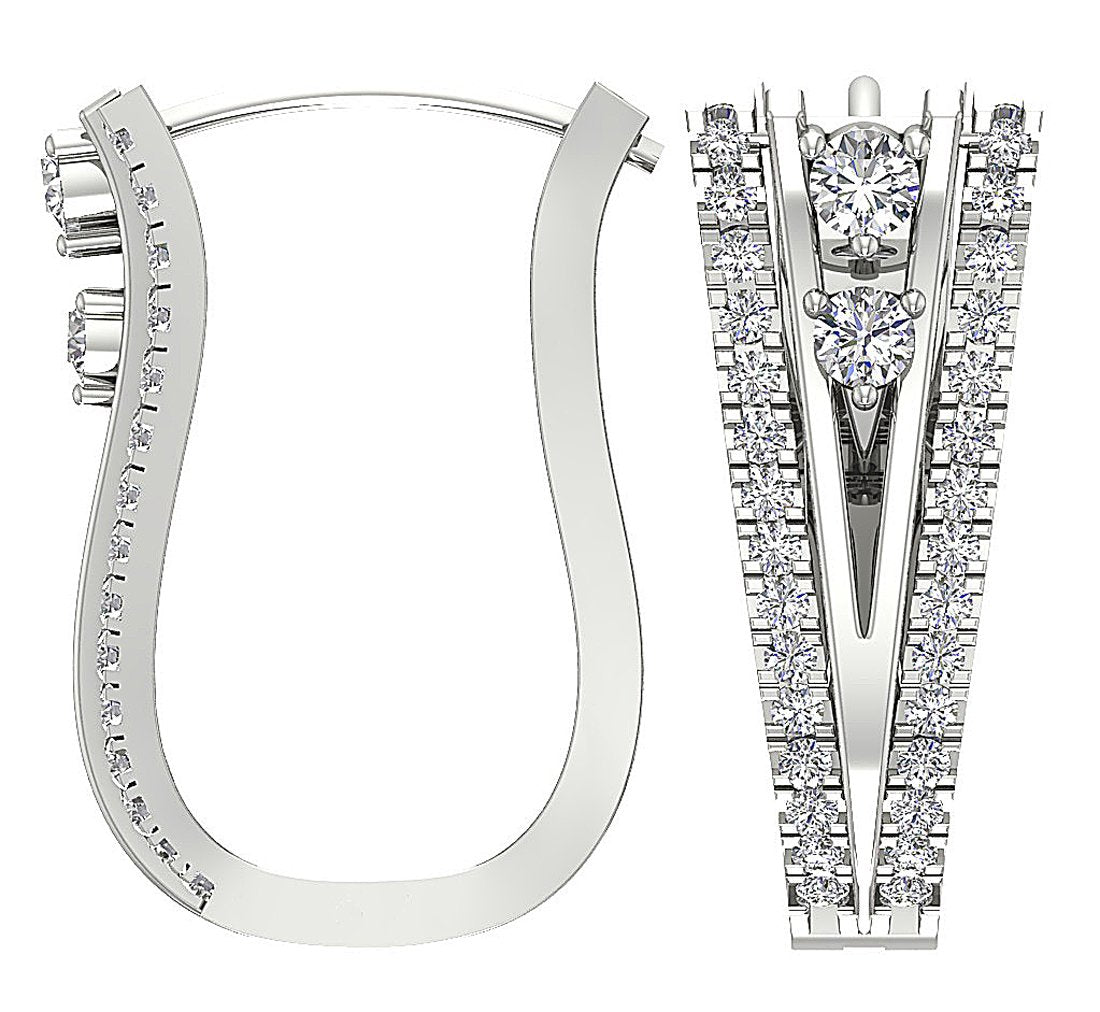VS1/SI1/I1 G 1.00 Ct Large Hoop Engagement Earrings Natural Diamond 18k/14k White Yellow Rose Gold Prong Set