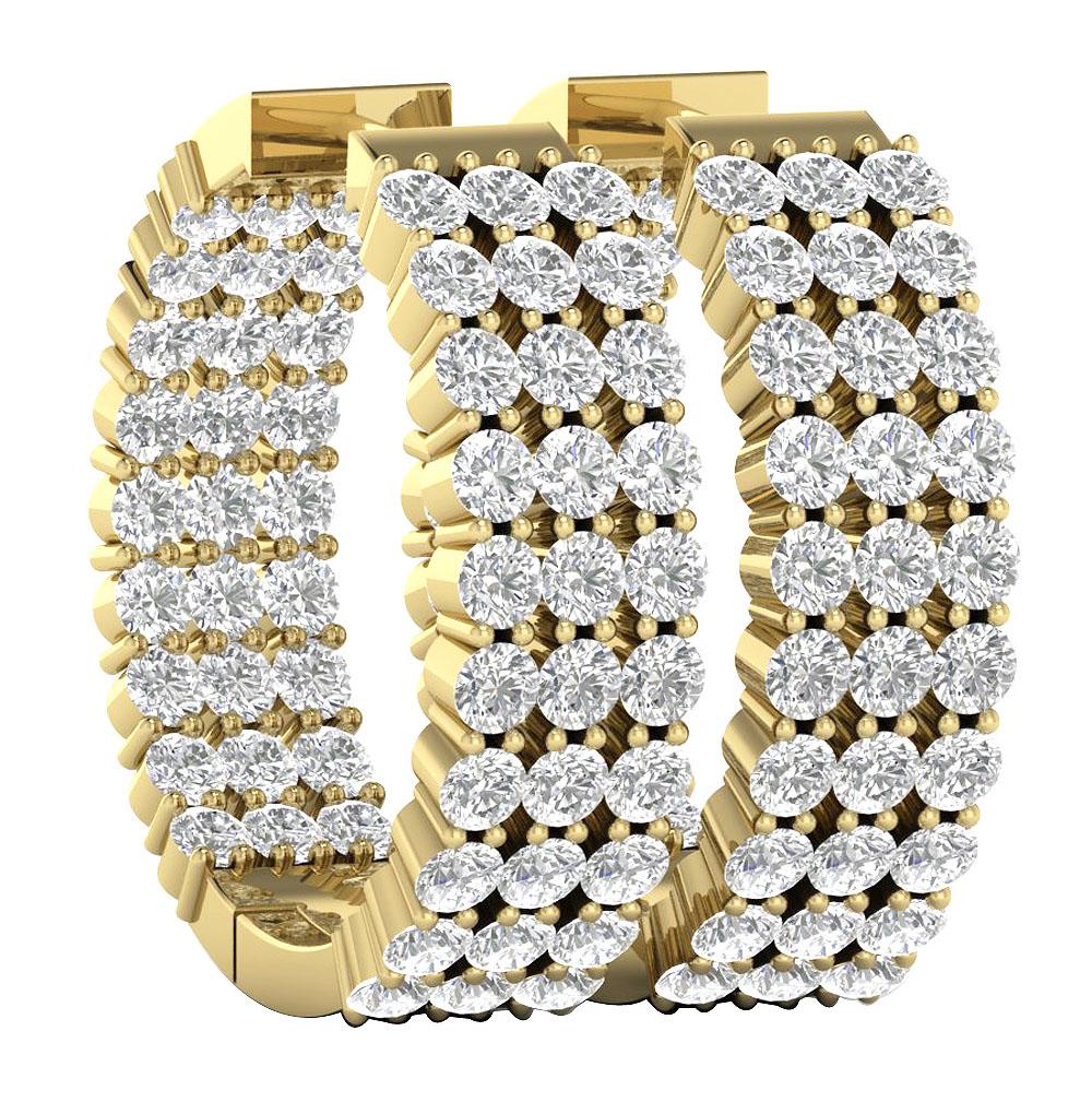 Inside Outside Large Hoop Wedding Earrings Genuine Diamond VVS1/VS1/SI1/I1 2.00 Ct 18k/14k Solid Gold Prong Set