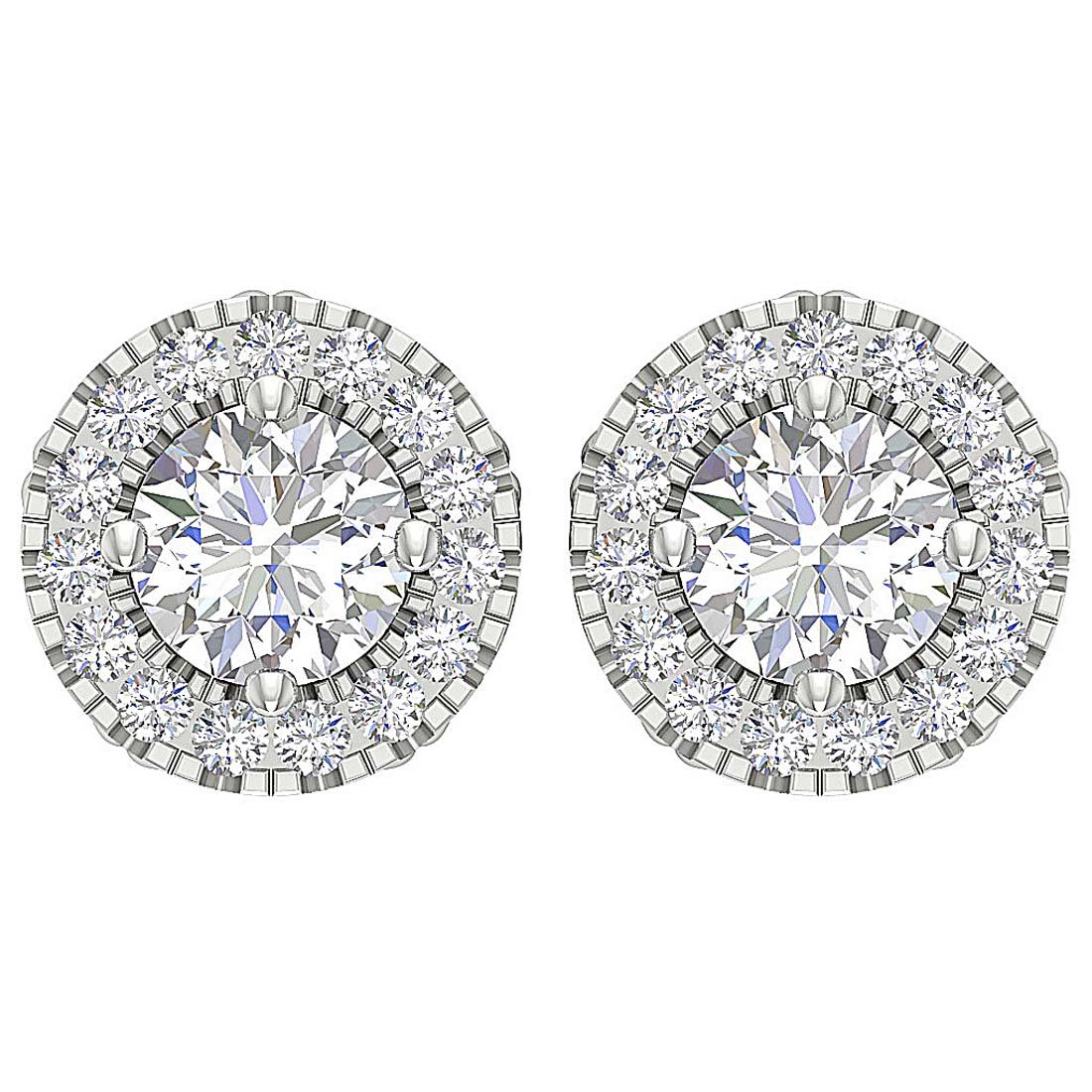 14k Solid Gold Round Diamond SI1/I1 G 1.55 Ct Removable Jacket Studs Earrings