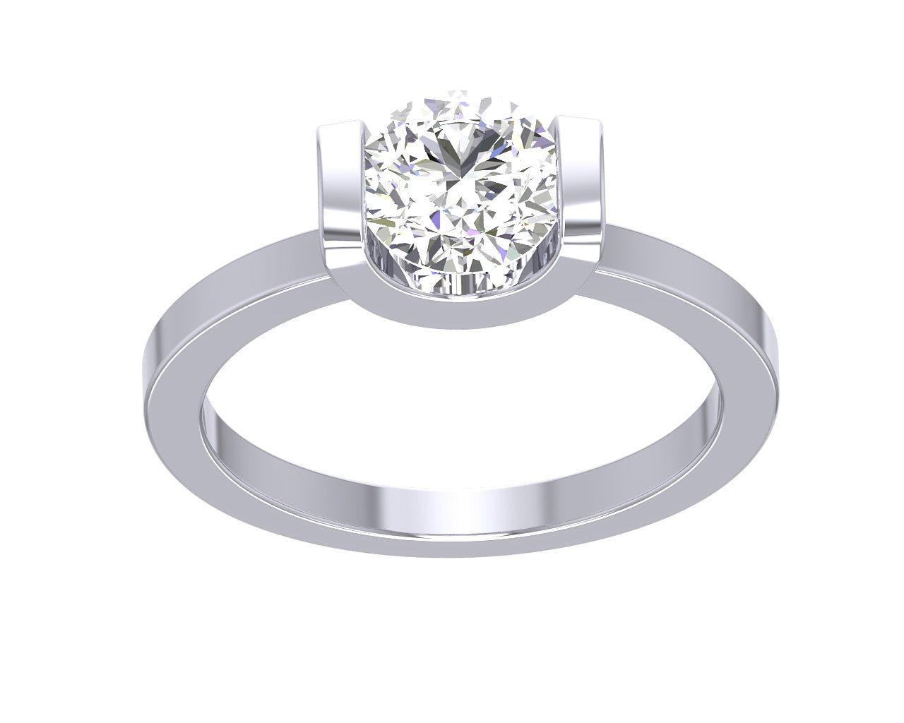 1.25 carat Solitaire Diamond Engagement Ring For Women I1 G 14K Gold Bar Set
