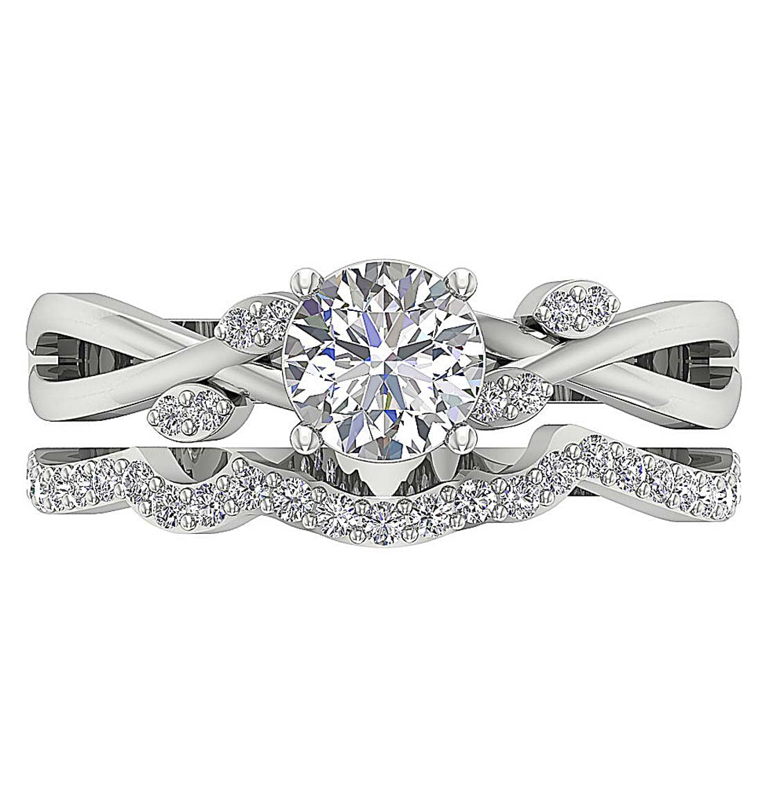 The Kingston 14k Gold Unique Bridal Wedding Ring Set