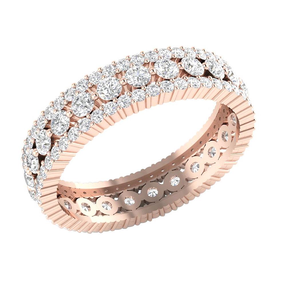 I1 G 2.00 Ct Natural Diamond 14k Solid Gold Designer Anniversary Eternity Ring