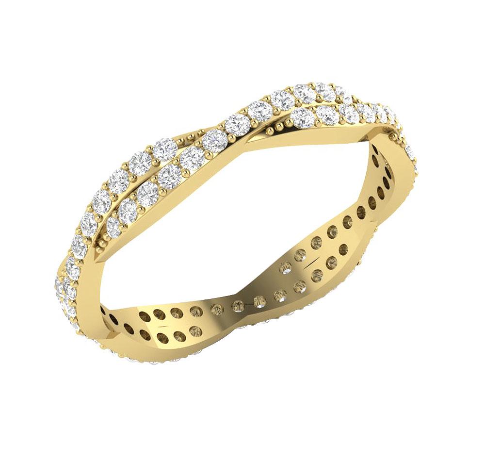 SI1 G 0.85 Ct Genuine Diamond 14k Solid Gold Designer Anniversary Eternity Ring
