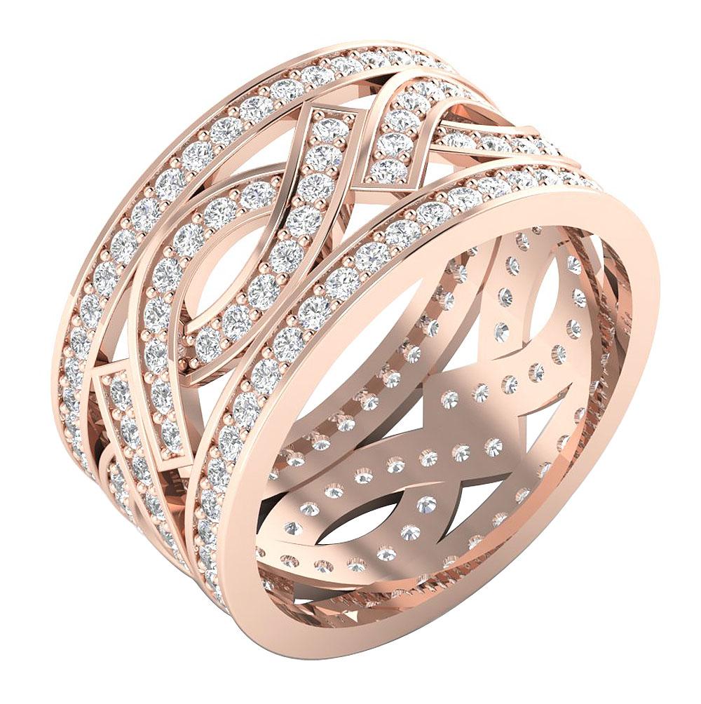 Eternity Anniversary Ring Round Diamond Prong Set SI1 G 2.00 Ct 14k Solid Gold 10.60 MM