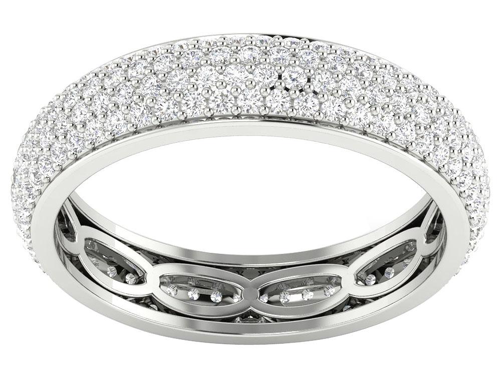 Genuine Diamond Prong Set Four Row Eternity Wedding Ring 14k White Yellow Rose Gold I1 G 1.75 Ct