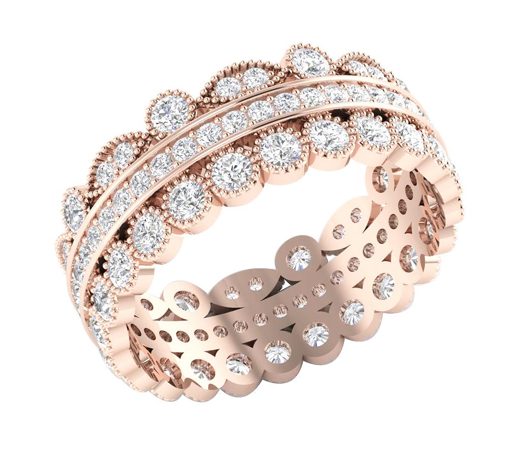 I1 G 2.00 Ct Natural Diamond 14k Solid Gold Designer Wedding Eternity Ring