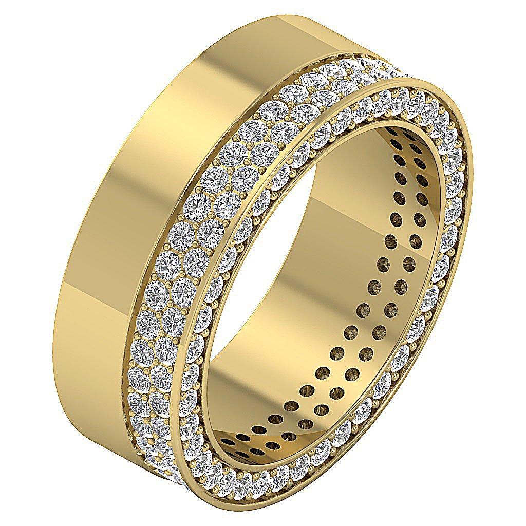 Vintage Eternity Anniversary Ring Round Diamond I1 G 2.25 Ct 14k Solid Gold Prong Set