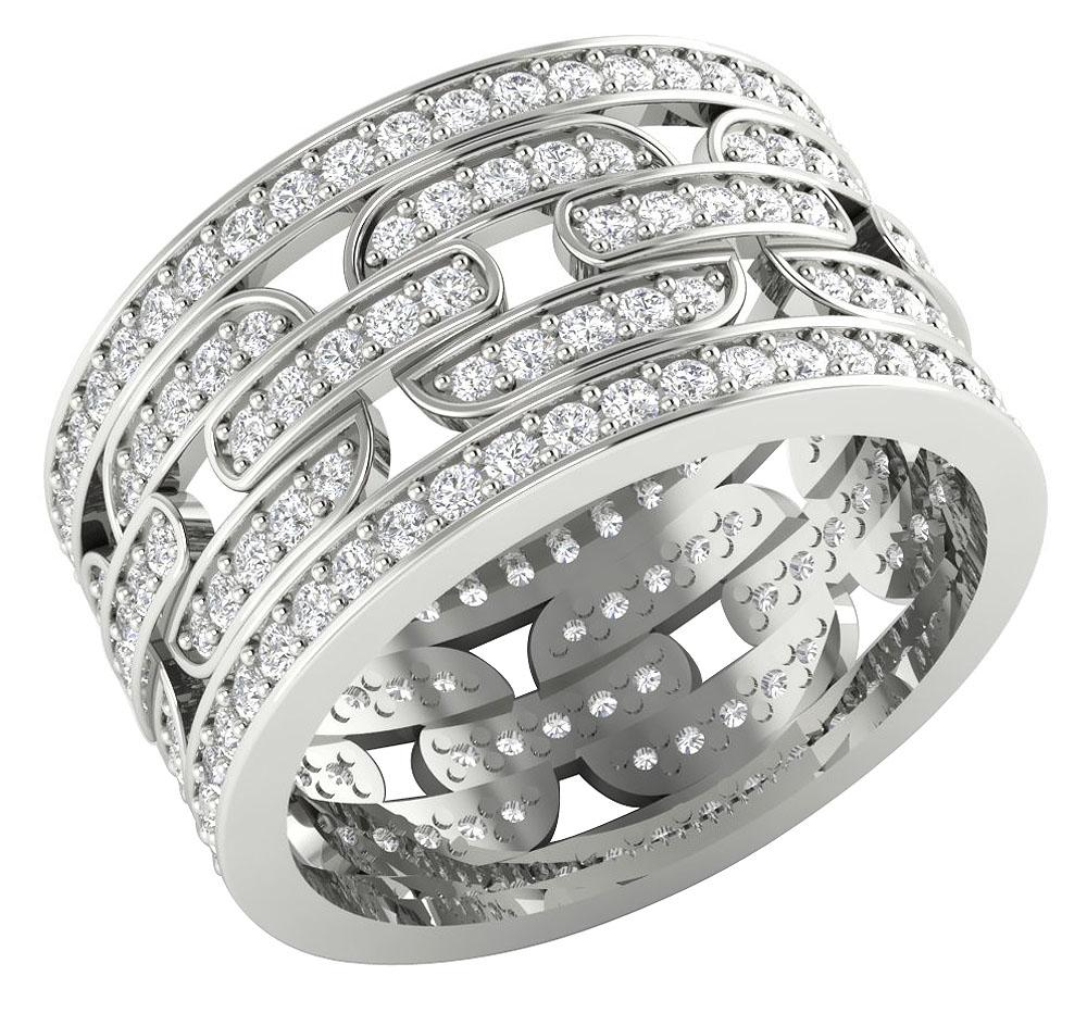 SI1 G 2.10 Ct Round Diamond 14k Solid Gold Designer Engagement Eternity Ring