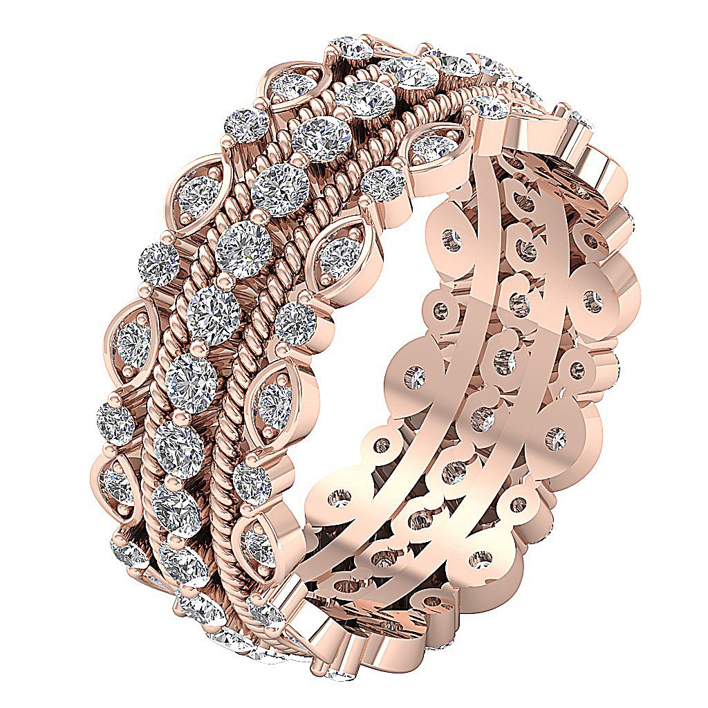 I1 G 2.10 Ct Designer Engagement Eternity Ring 14k White Gold Genuine Diamond