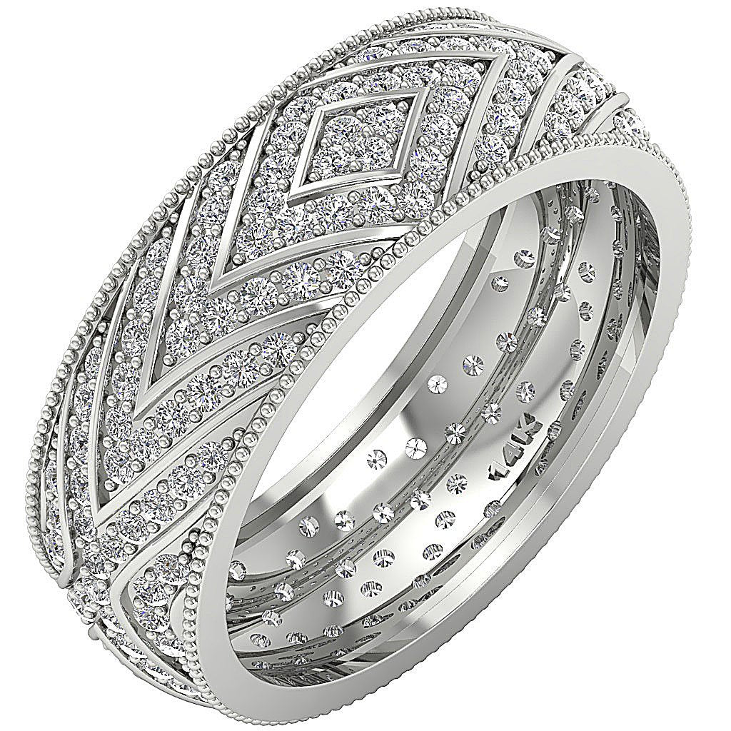 I1 G 1.65 Ct Round Diamond 14k White Gold Vintage Eternity Anniversary Ring Prong Set