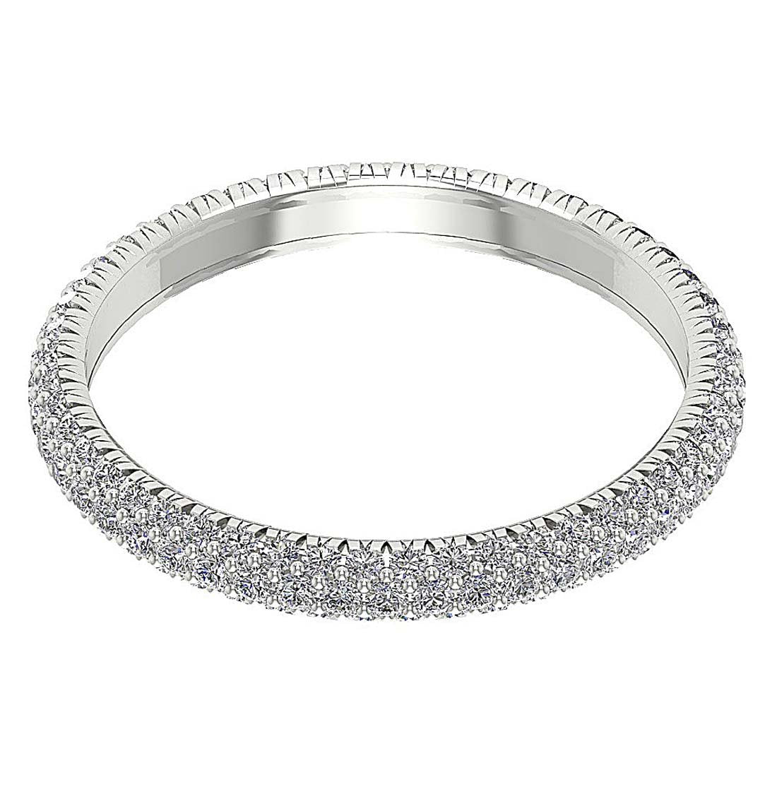 Natural Diamond I1 G 1.40 Ct Designer Wedding Eternity Ring 14k Solid Gold