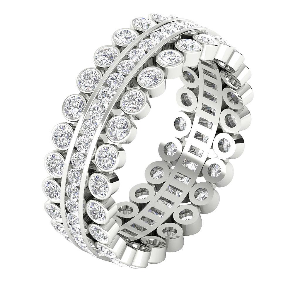 Genuine Diamond 14k Yellow Gold I1 G 2.00 Ct Eternity Wedding Ring Channel Bezel Set