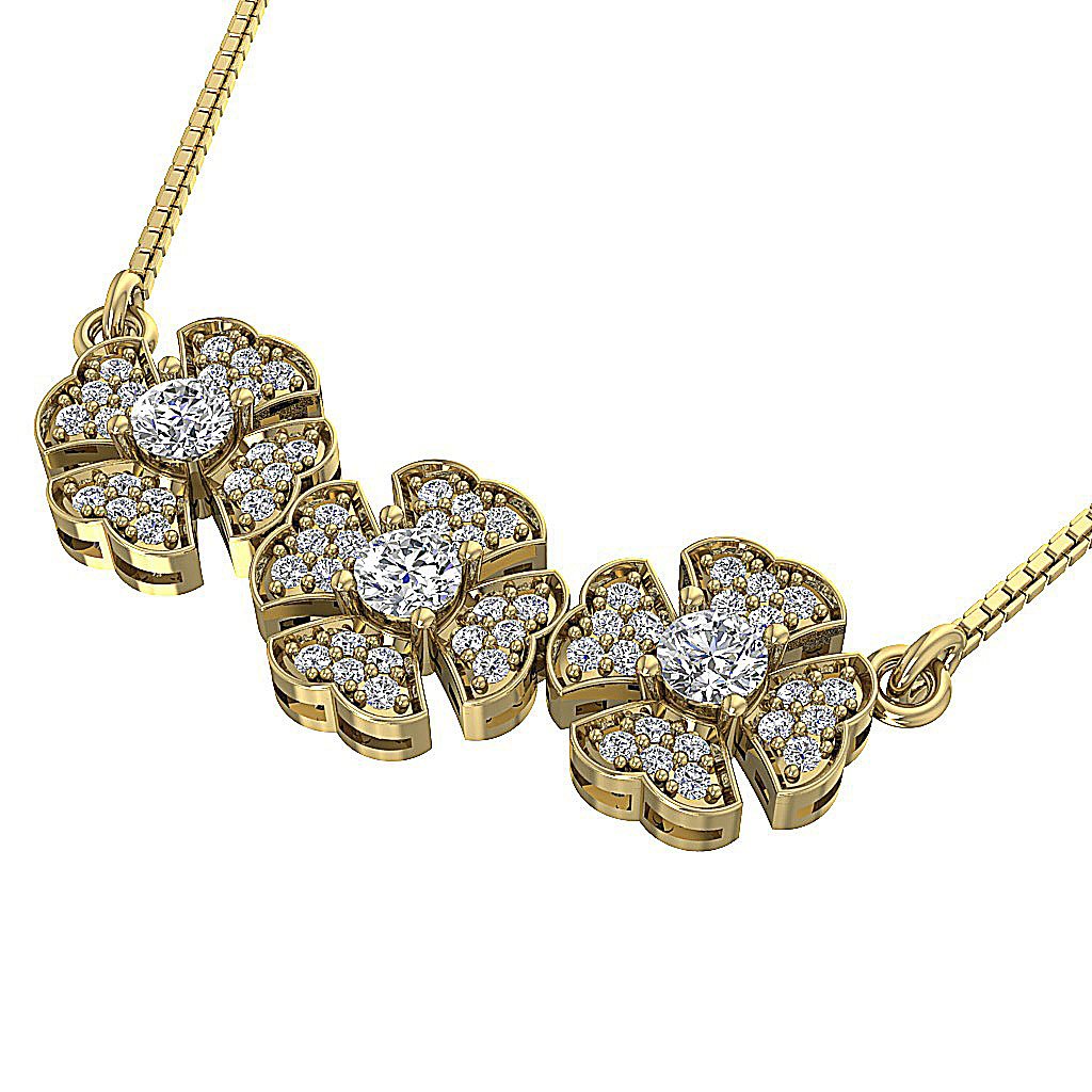 I1/SI1 G 1.00 Ct Flower Shape Fashion Wedding Pendant Genuine Diamond 14k/18k Yellow Gold Prong Set