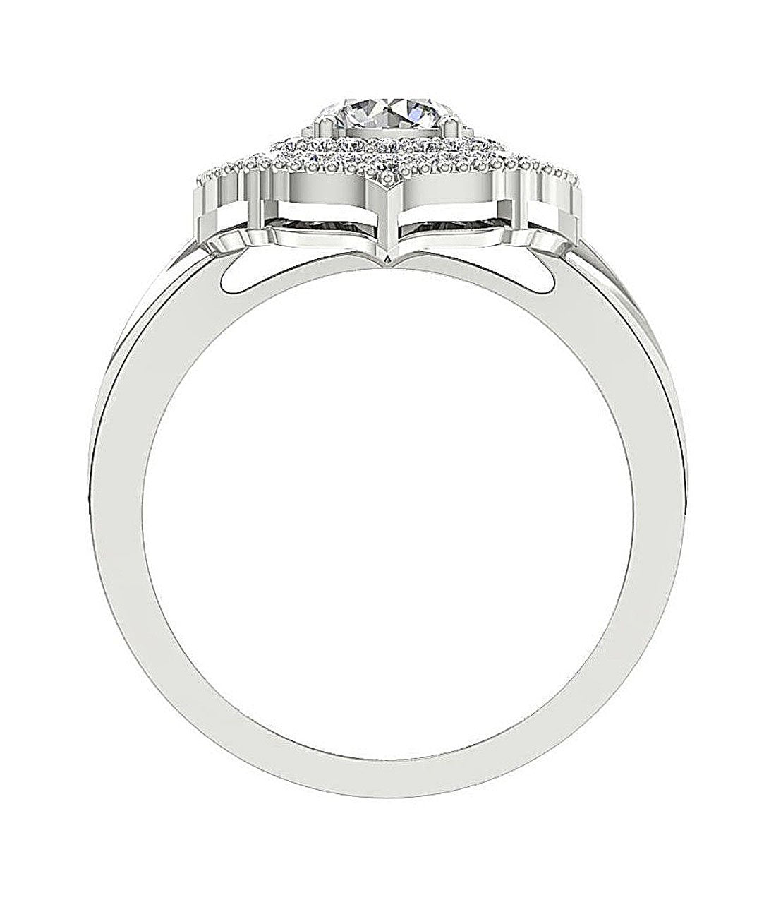 Prong Set Double Halo Solitaire Engagement Ring Natural Diamond I1 G 1.60 Ct 14k Yellow Gold