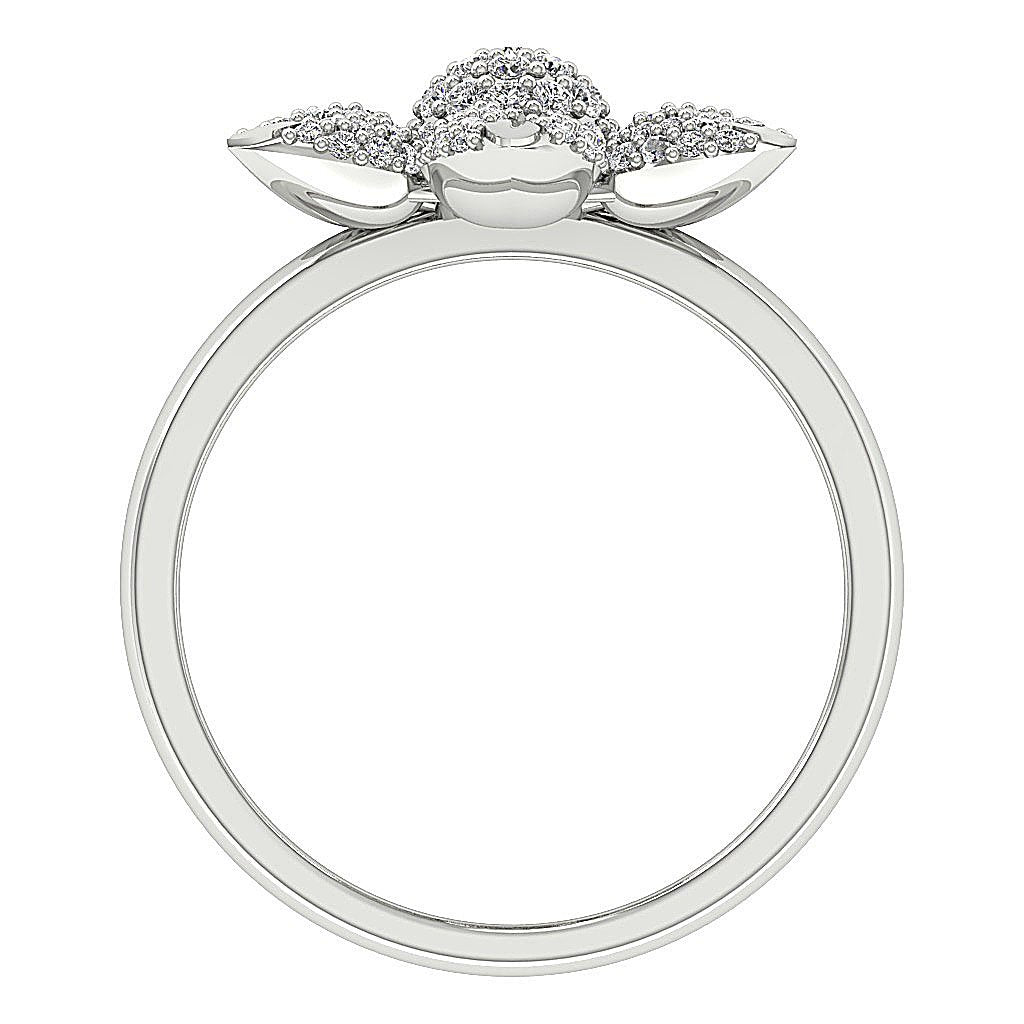 Prong Set Flower Designer Engagement Ring Natural Diamond I1 G 0.90 Ct 14K White Gold 17.50 MM
