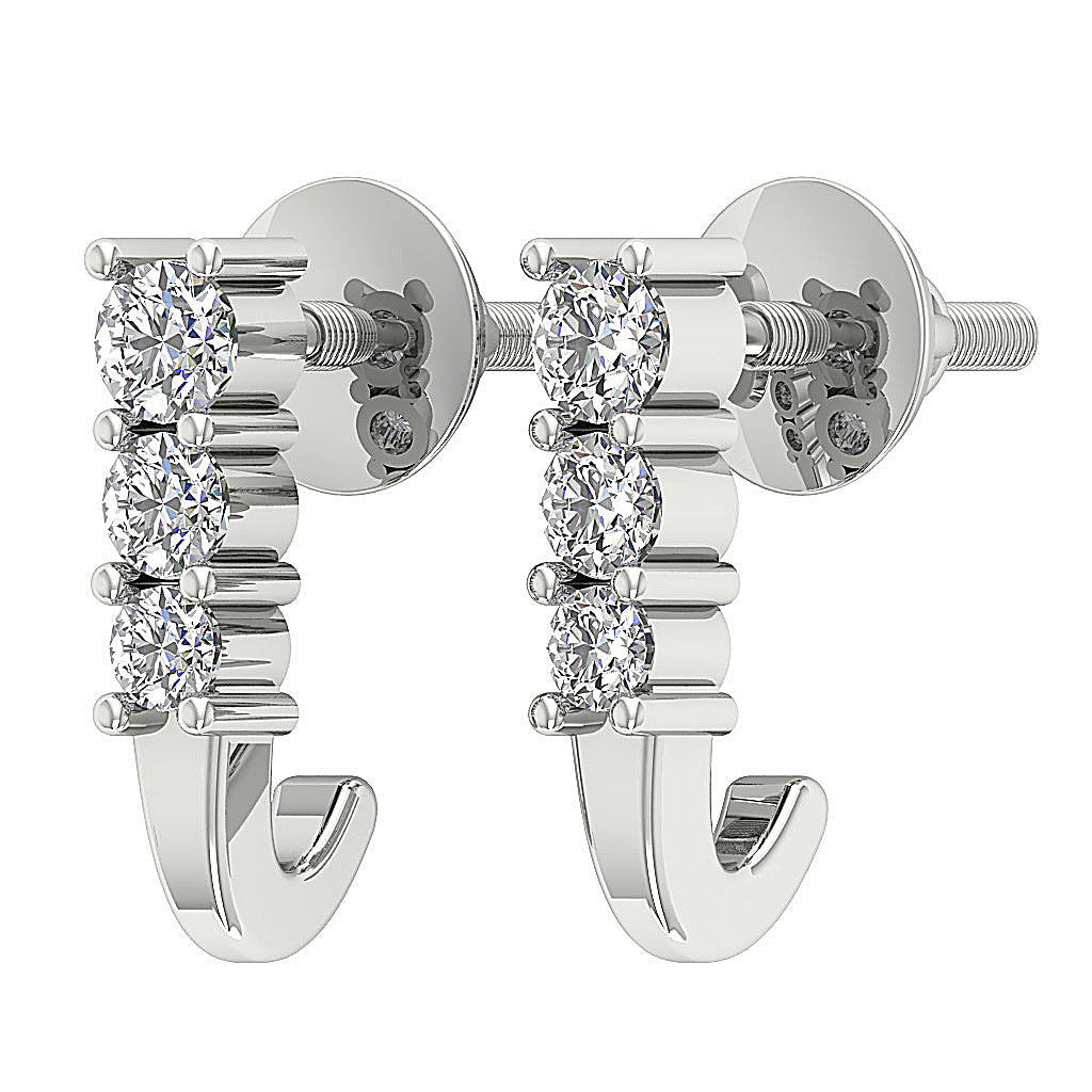 DesignerGenuineCutDiamond14kSolidGoldEarring