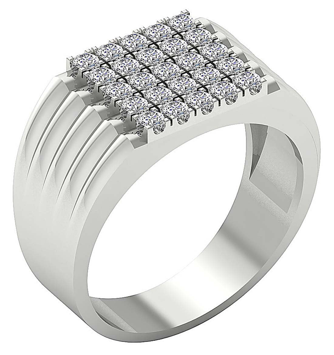 14k Solid Gold Mens Anniversary Ring SI1/I1 G 1.10 Ct Round Diamond Prong Set Width 11.45MM