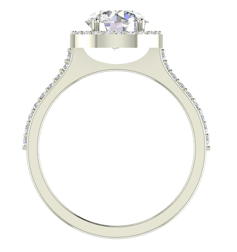 I1 G 1.90 Ct Genuine Round Cut Diamond 14K Rose Gold Prong Set Solitaire Halo Engagement Ring