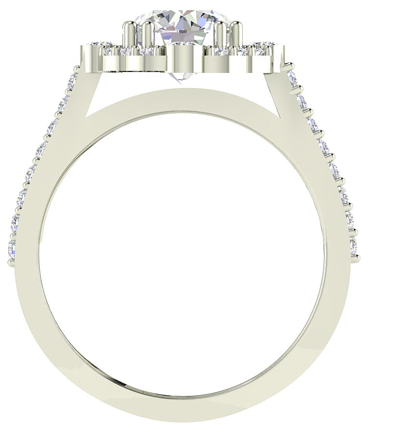 Designer Solitaire Halo Engagement Ring I1 G 2.20 Ct Round Cut Natural Diamond 14K Solid Yellow Gold