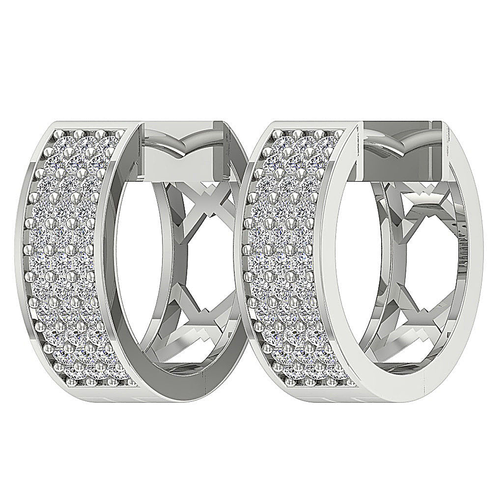DesignerHoopsRoundDiamond14kWhiteGoldEarring