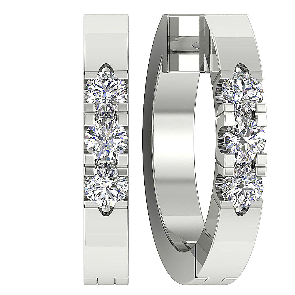 DesignerHuggiesGenuineCutDiamond14kWhiteGoldEarring