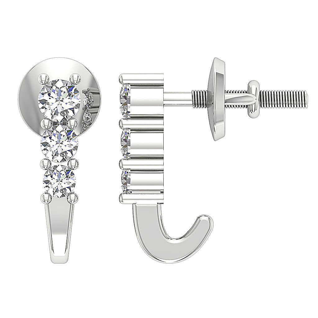 DesignerRoundDiamond14kWhiteGoldEarring