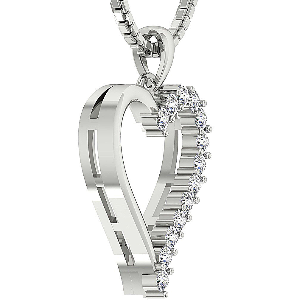 DesignerNaturalCutDiamond14kWhiteGoldHeartPendant