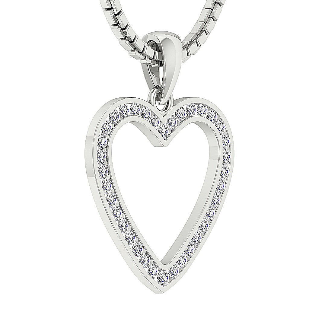 DesignerNaturalCutDiamond14kWhiteGoldHeartPendant