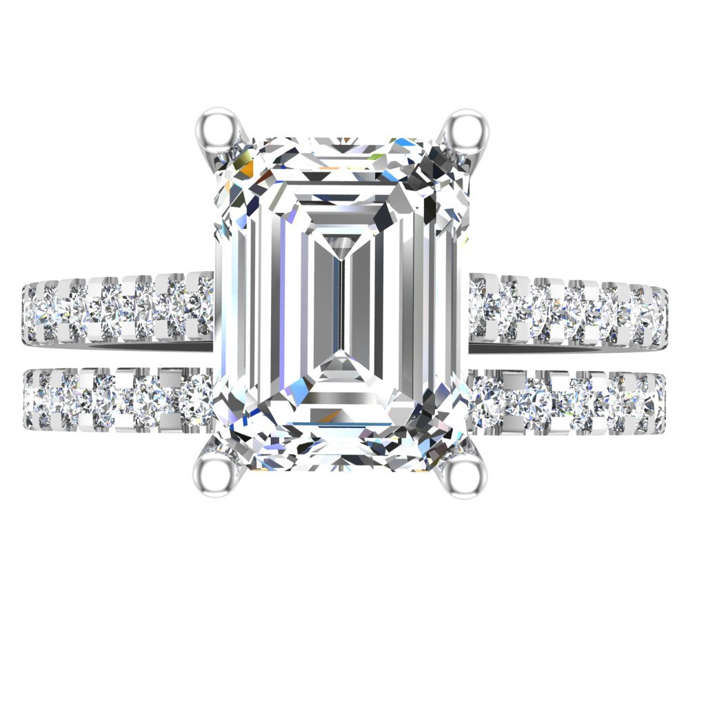 Engagement Wedding Band Sets Emerald Round Diamond VS1 F 2.51 Ct 14K Gold