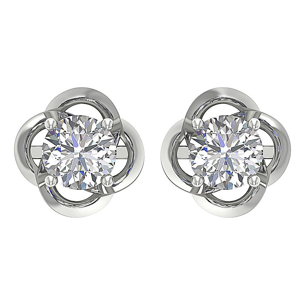 Round Diamond Solitaire Studs Anniversary Earring SI1/I1 G 1.50 Ct 18k/14k White Gold Prong Set
