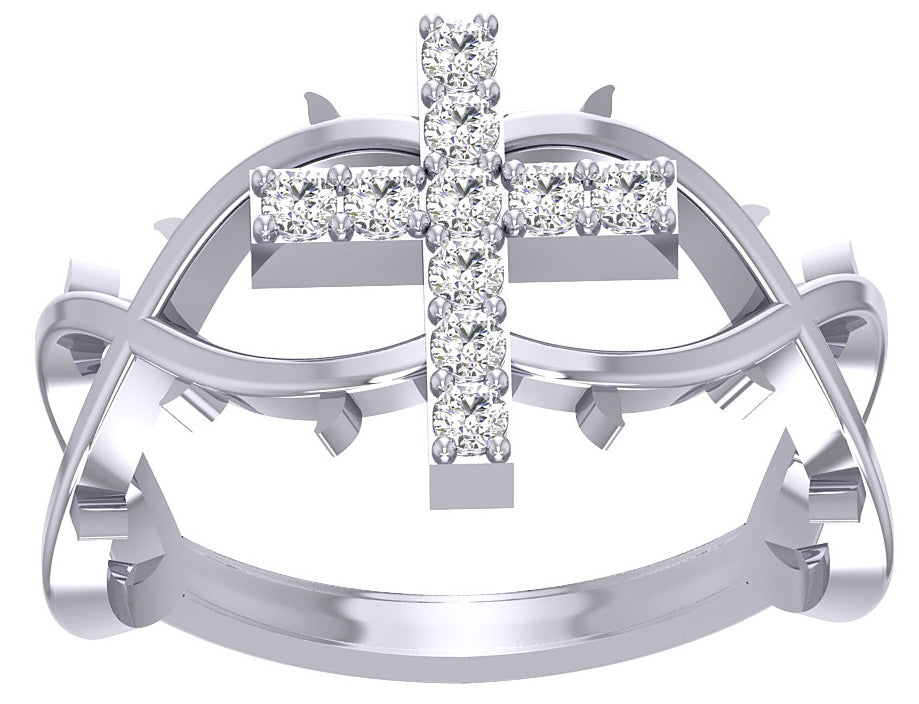 Cross Anniversary Wedding Ring SI1 G 0.30 Ct Round Cut Genuine Diamond 14K Solid White Gold